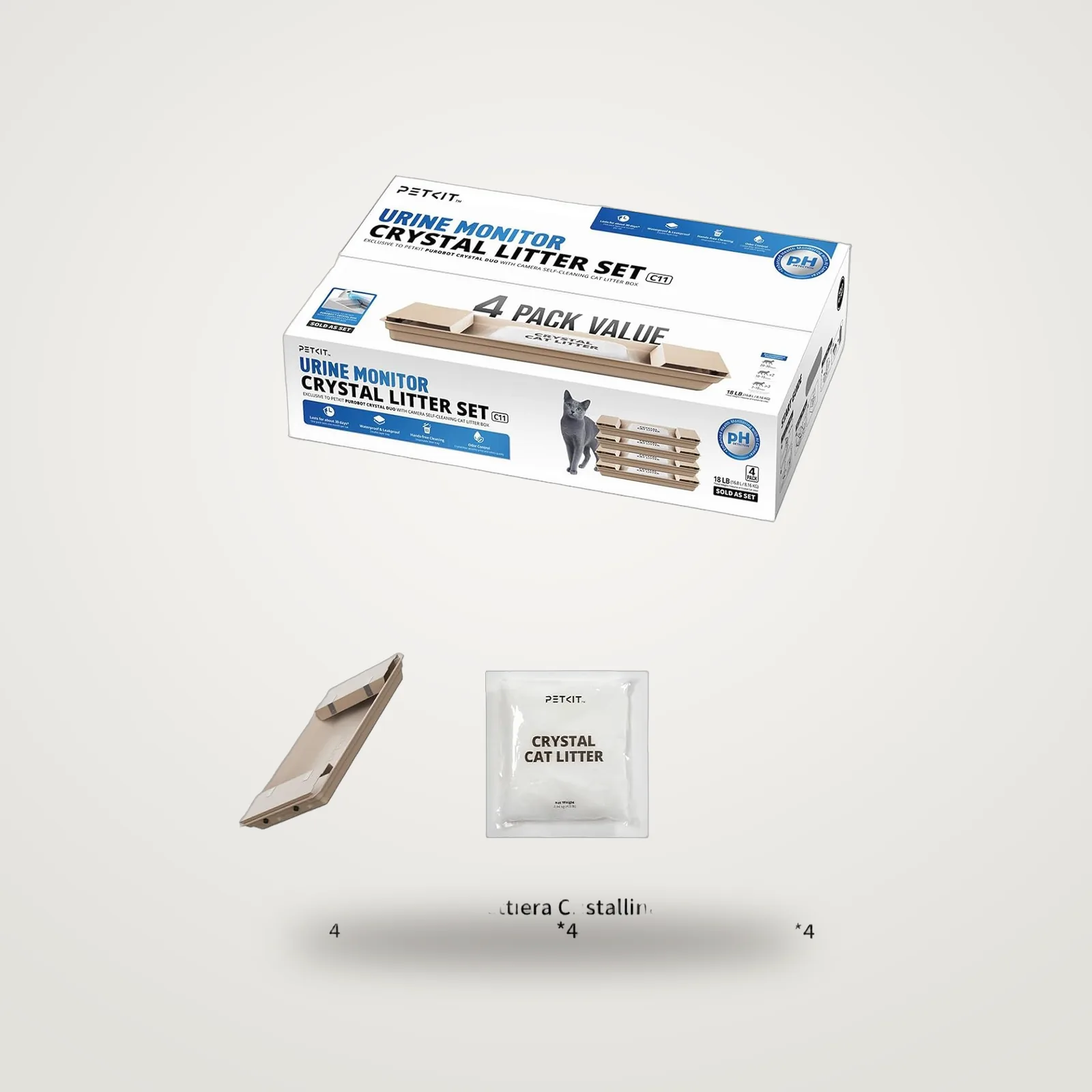 CRYSTAL LITTER Set 4 pz Lettiera non agglomerante